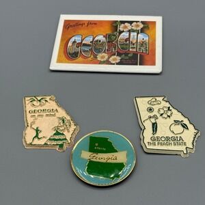 Georgia Souvenir Travel Magnets Lot State Map Peach‎ Atlanta Postcard